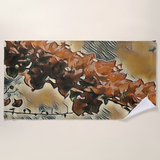 Rose Tree Art Beach Towel (Front)