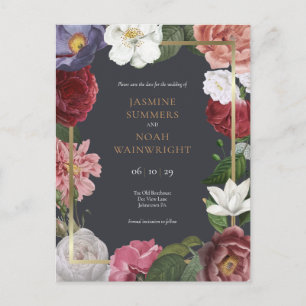 Rose Treillage Faux Gold Foil Save the Date Postcard