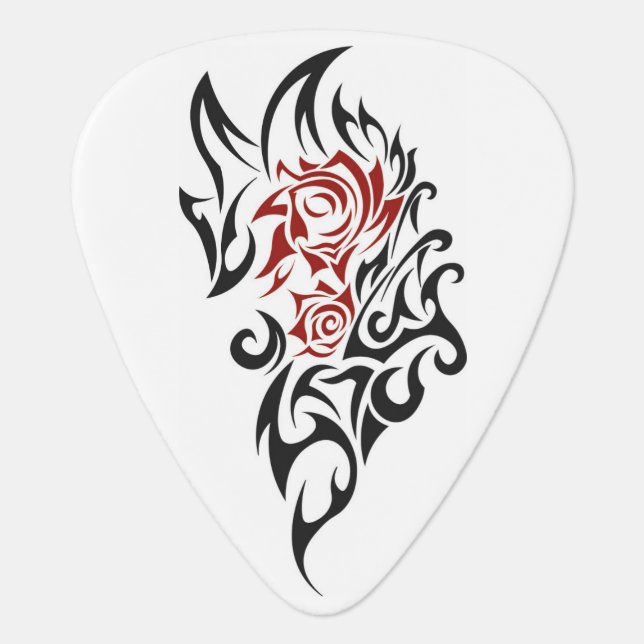 Rose Tribal Tattoo Guitar Pick (Front)