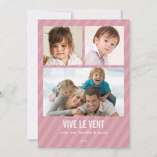 Rose Triple carte de photo de vacances (Front)