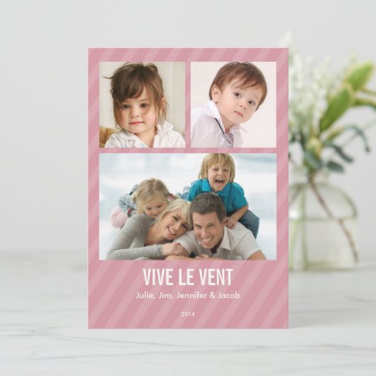 Rose Triple carte de photo de vacances (Standing Front)