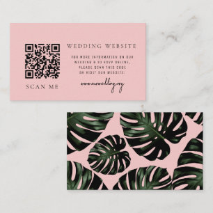 Rose Tropical QR code RSVP Wedding Website Enclosure Card