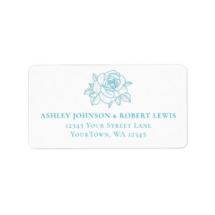 Rose Turquoise Botanical Floral Wedding Address Label