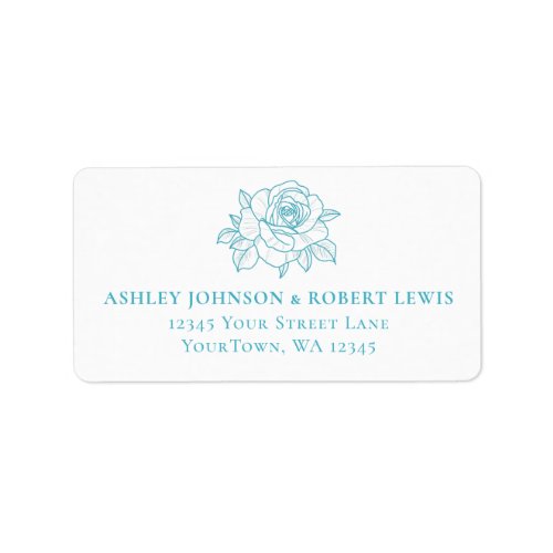 Rose Turquoise Botanical Floral Wedding Address Label