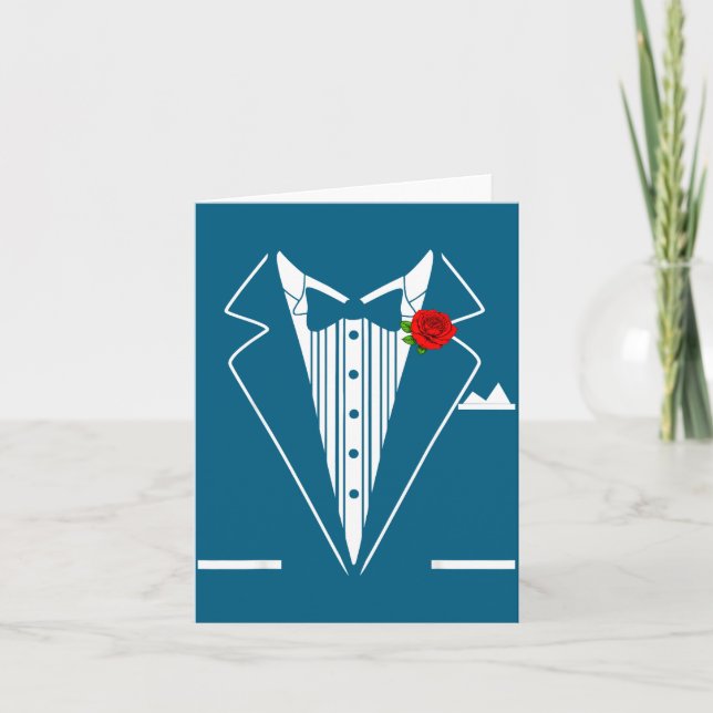 Rose Tuxedo Tux Wedding Prom Costume Party Men Kid Card (Front)
