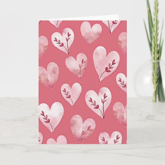 Rose Valentines Day Heart Love Card (Front)