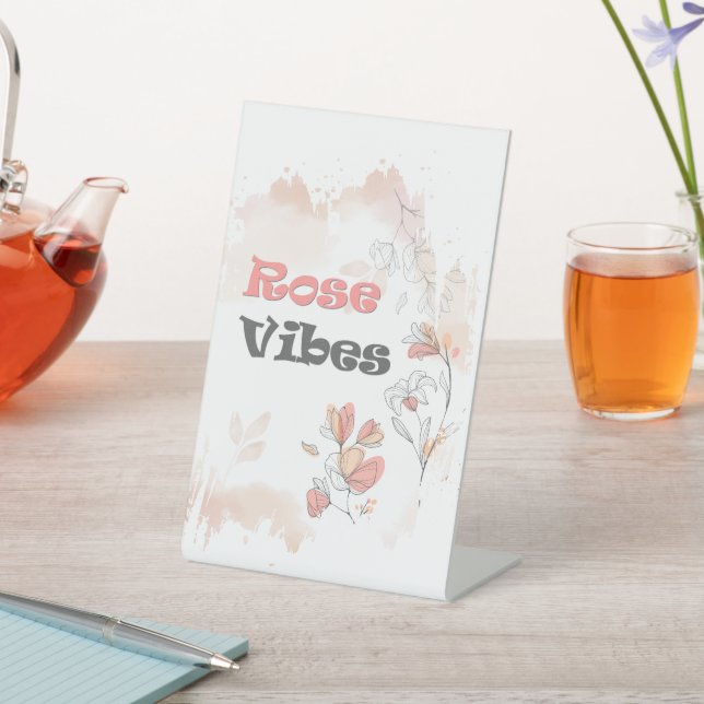 Rose Vibes – Aesthetic Floral Mood Pedestal Sign (In SItu)