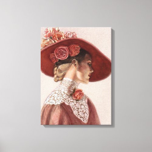 Rose Victorian Lady elegant decor art canvas print