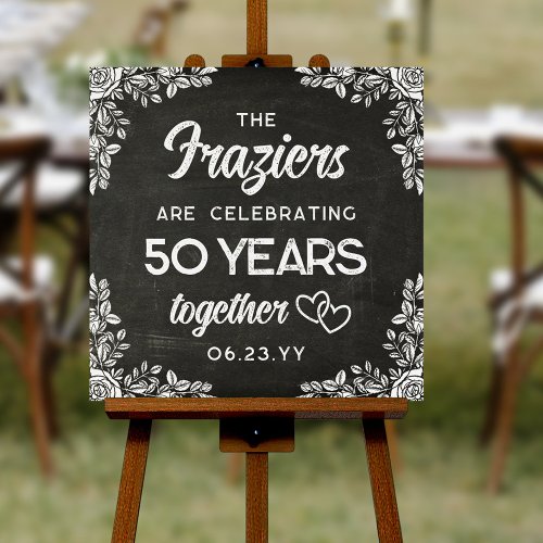 Rose Vignette Chalkboard Celebrating 50 Years