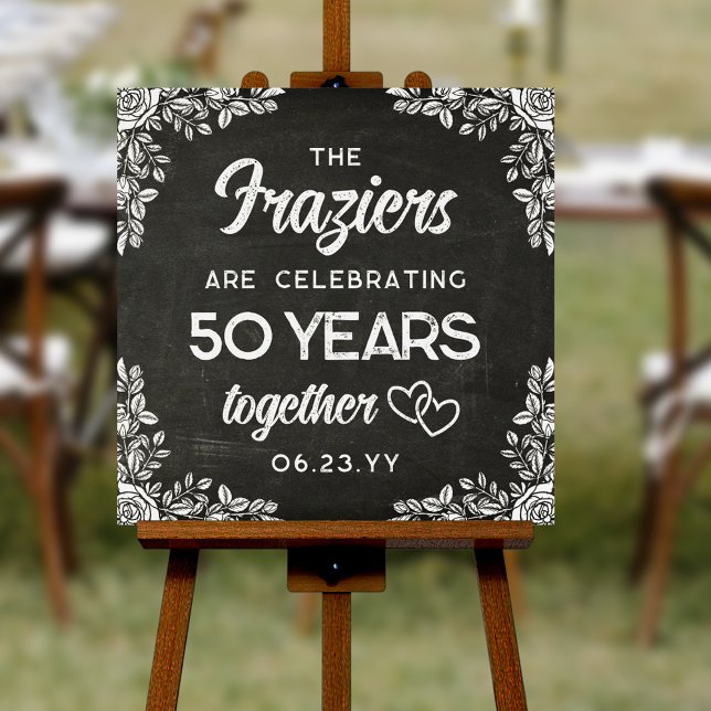 Rose Vignette Chalkboard Celebrating 50 Years Foam Board (Creator Uploaded)