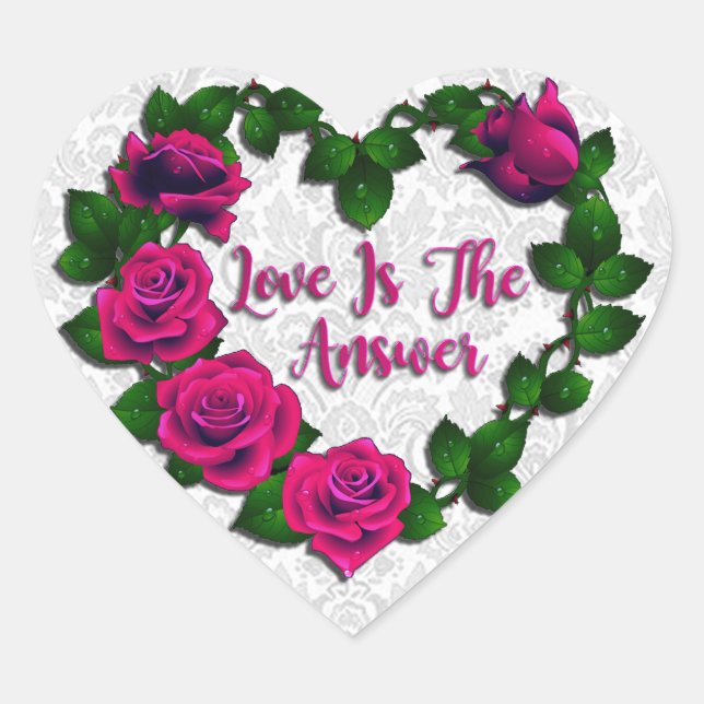 Rose Vine Heart Heart-Shaped Stickers (Front)