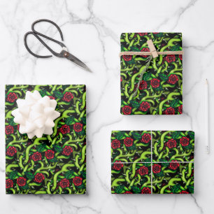 Rose Vines Gothic Christmas Wrapping Paper Sheets