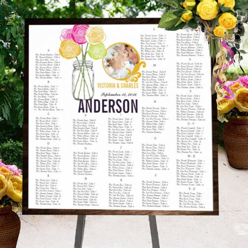 Rose Vintage Modern Mason Jar Seating Chart