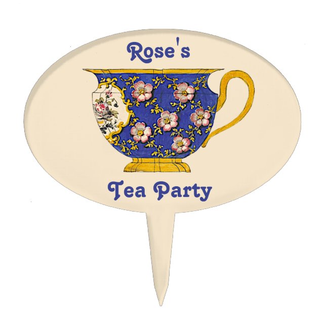 ROSE ~ VINTAGE Tea Cup ~ Tea Party ~ Cake Topper (Front)