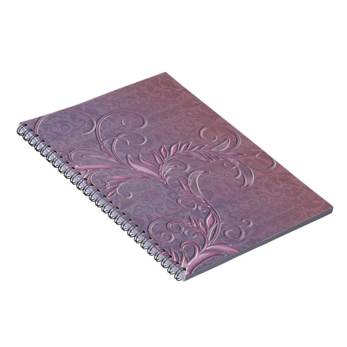 Rose Violet Ombre Effect Damask with Embelishments Notebooks