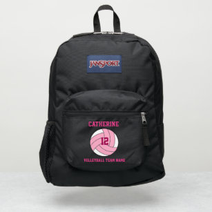 rose volleyball player backpack black fuchsia pink