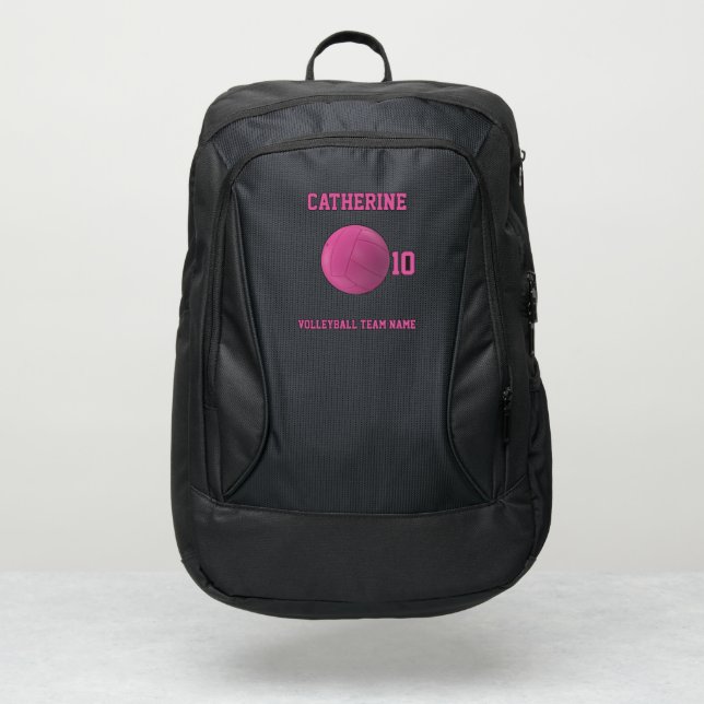 rose volleyball player backpack black name club (Front)