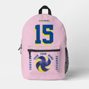 Rose volleyball player backpack pink blue sporty 