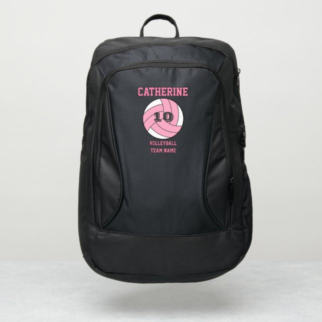 rose volleyball player backpack pink school (Front)