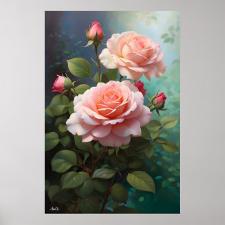 Rose | WallArt | Oil Painting Style  Poster