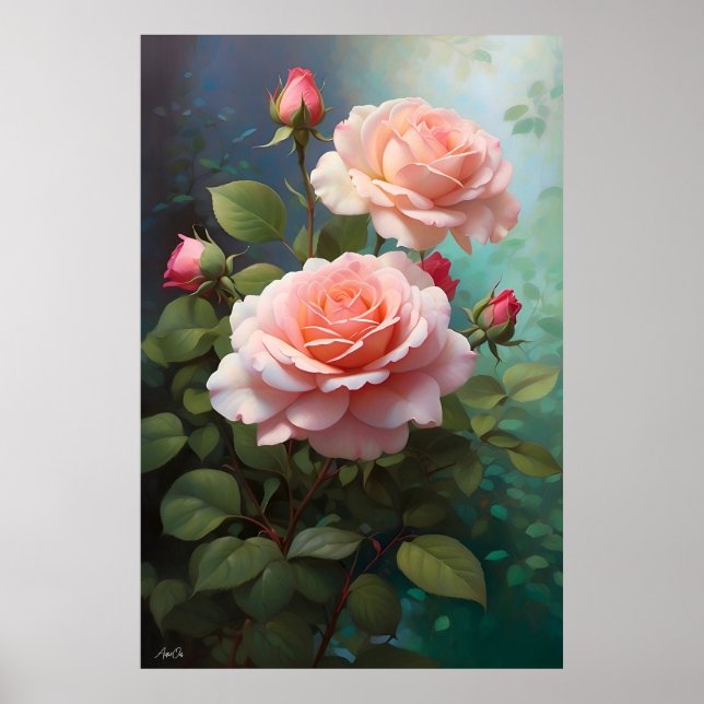 Rose | WallArt | Oil Painting Style  Poster (Front)