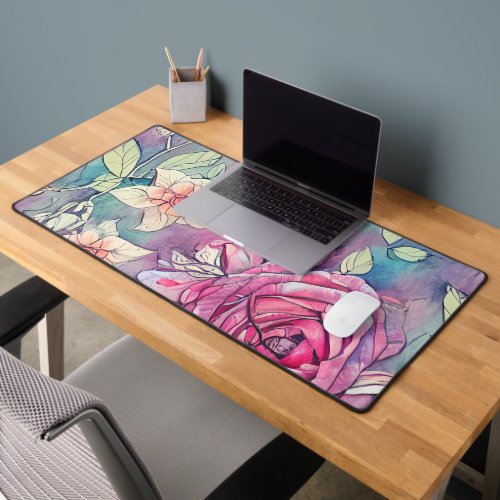 Rose Watercolor  Desk Mat
