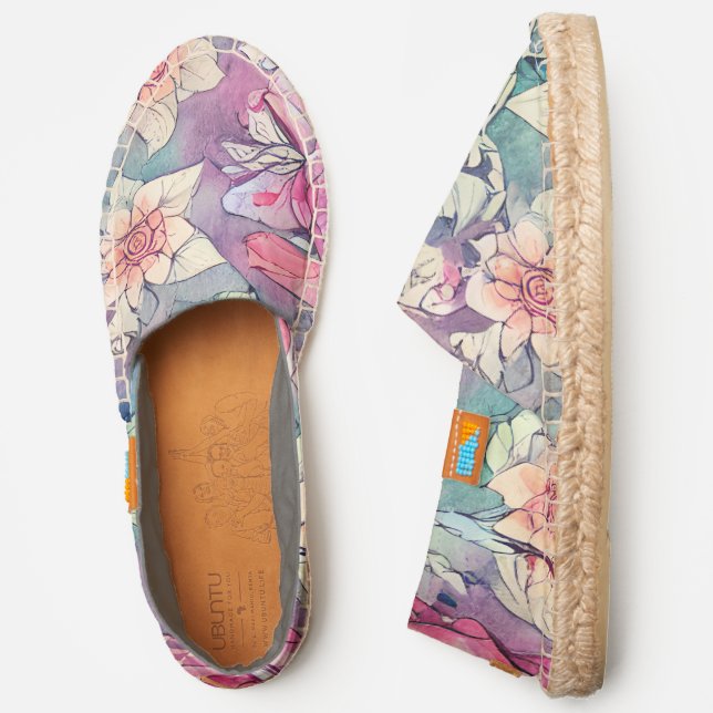 Rose Watercolor Espadrilles (Side)