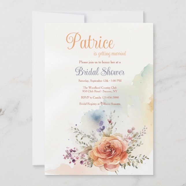 Rose Watercolor Invitation (Front)