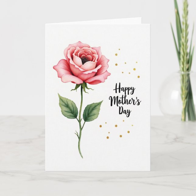 Rose Watercolor Mothers Day Card (Front)