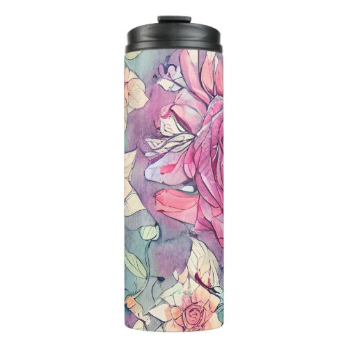 Rose Watercolor Thermal Tumbler