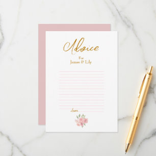 ROSE Watercolor Wedding  Advice Card