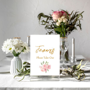 ROSE Watercolor Wedding Favor Sign