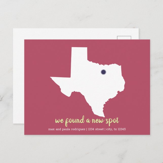Rose We Found a New Spot - Texas Moving Announceme Postcard (Front/Back)