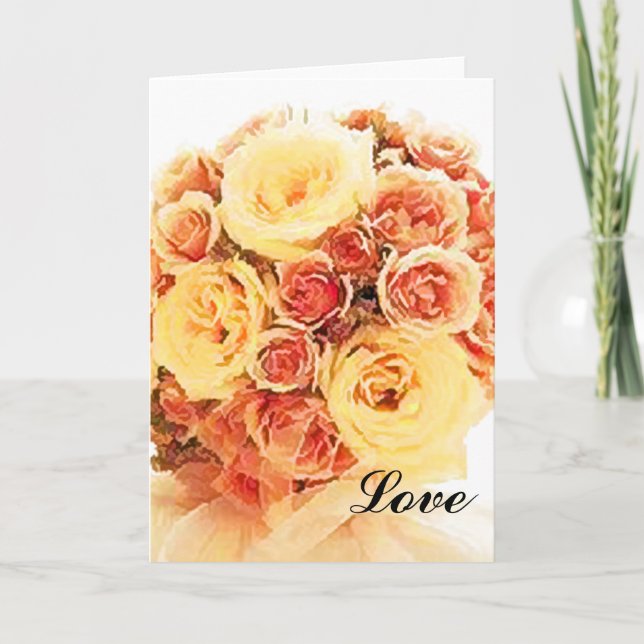 Rose Wedding Bouquet Note Card Template (Front)