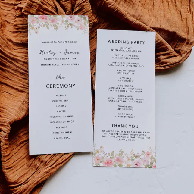 Rose Wedding Ceremony Program Template | Zazzle