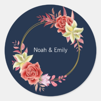 Rose Wedding  Classic Round Sticker
