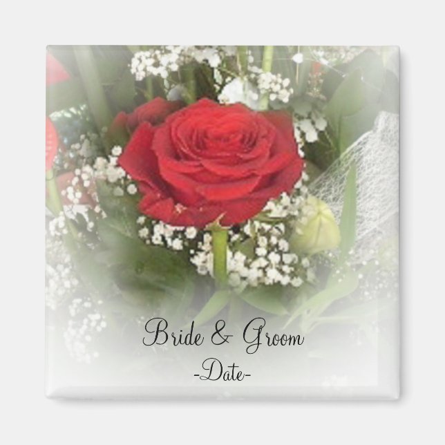 Rose Wedding Favor Magnet (Front)