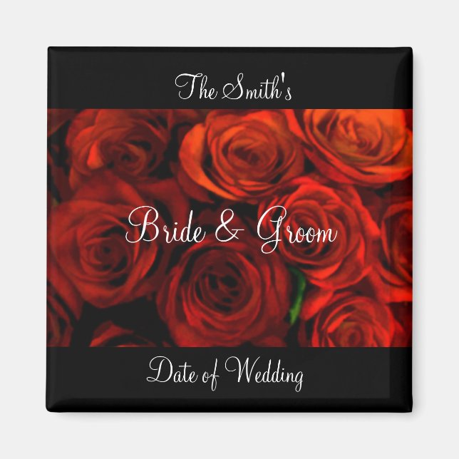 Rose Wedding Favor Magnet template (Front)