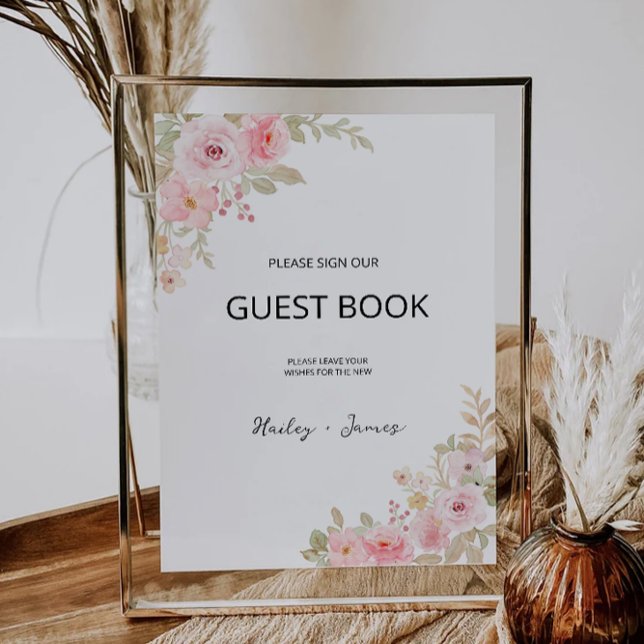 Rose Wedding Guest Book Sign Template (Rose Wedding Guest Book Sign Template)