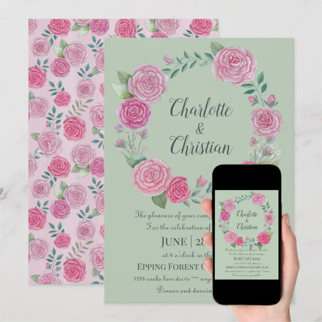 Rose wedding invitation | Zazzle