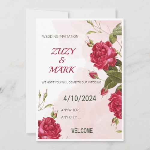 Rose Wedding Invitation 