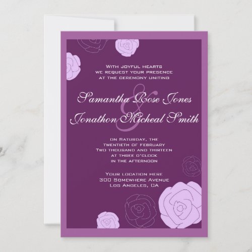 Rose Wedding Invitation - Purple Flowers