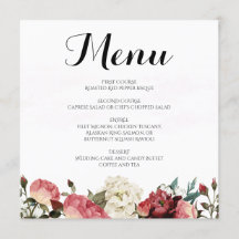 Rose Wedding Menu