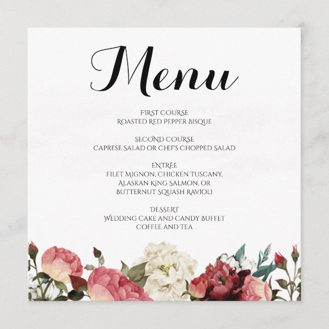 Rose Wedding Menu (Front)