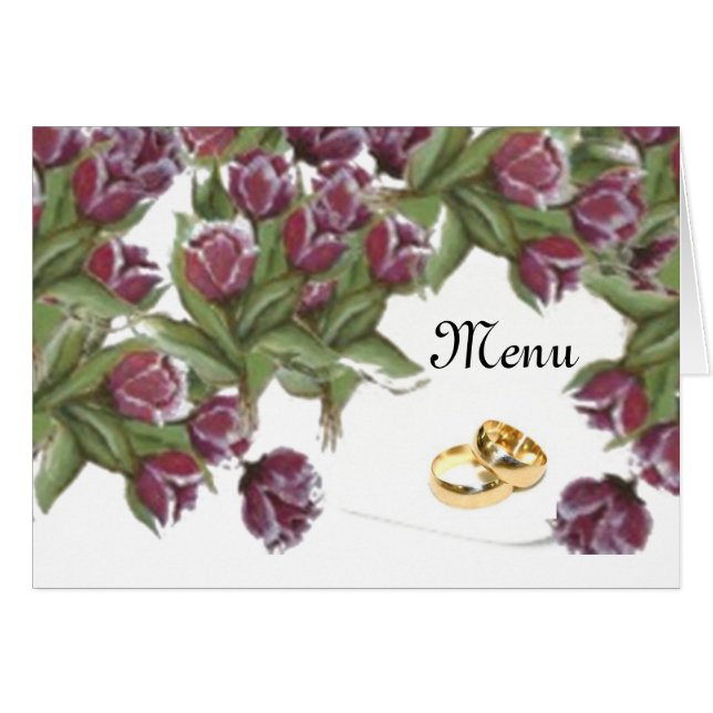 Rose - wedding  menu cards (Front Horizontal)