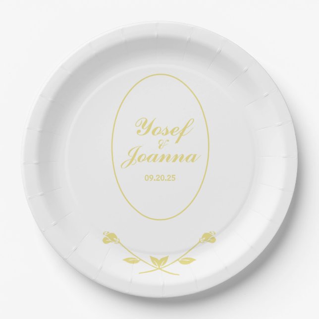 Rose Wedding Paper Plates (Front)