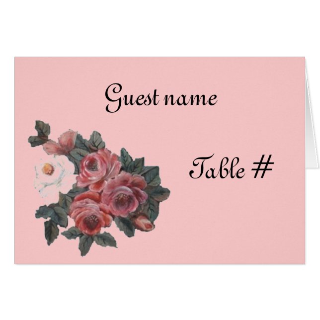Rose - wedding place card (Front Horizontal)