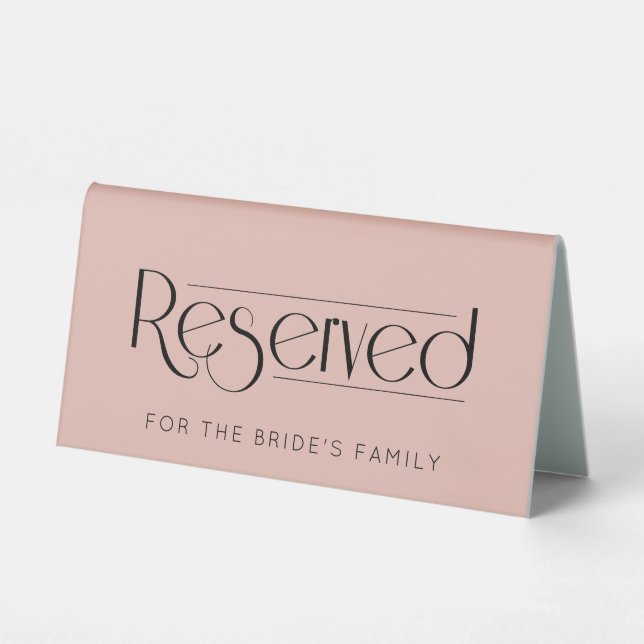 Rose Wedding Reserved Table Tent Sign (Front)