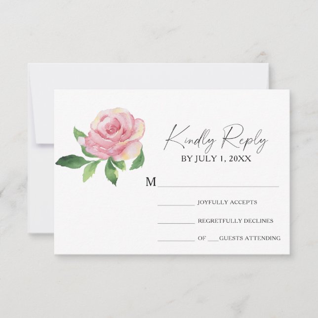 Rose - Wedding RSVP Card (Front)