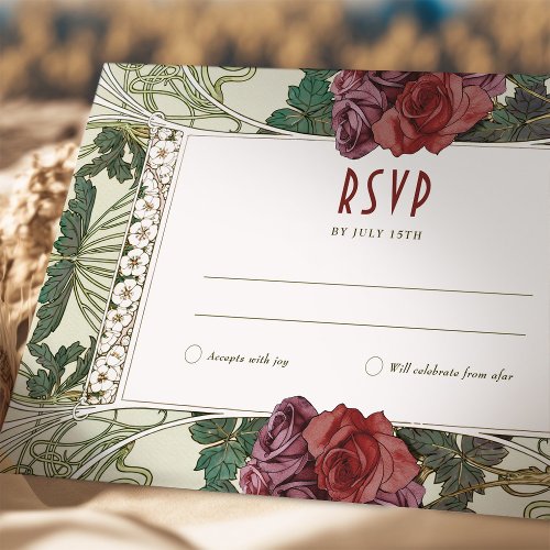 Rose Wedding RSVP Insert Vintage Art Nouveau Mucha Invitation
